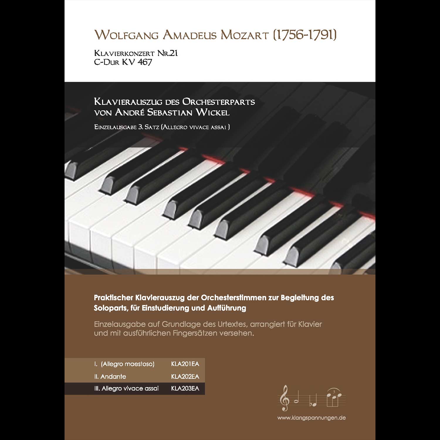 Cover: Wolfgang Amadeus Mozart Klavierkonzert Nr. 21 C-Dur KV 467 Satz 3